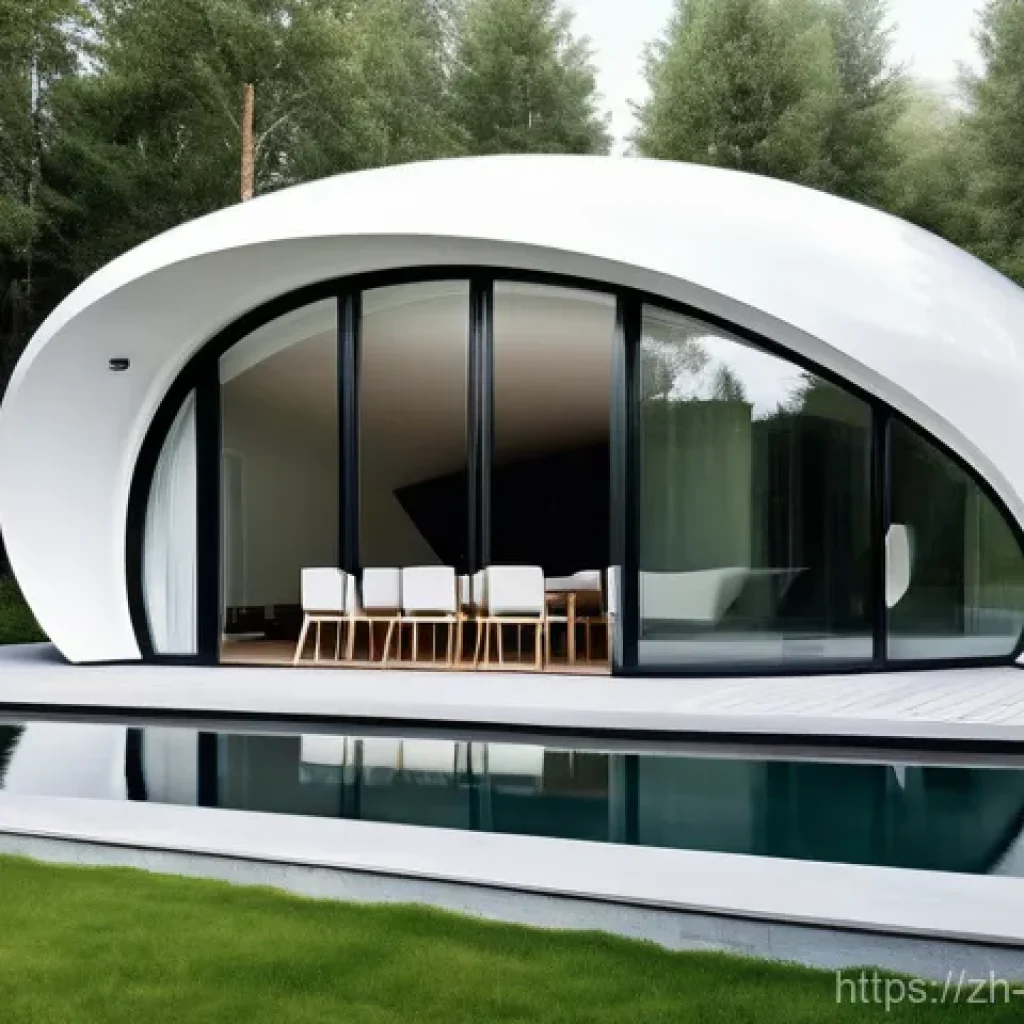3D 프린팅 건축 자재 발전 - **Prompt 1: Futuristic Eco-Friendly Residence**
"A stunning, futuristic 3D printed house nestled...