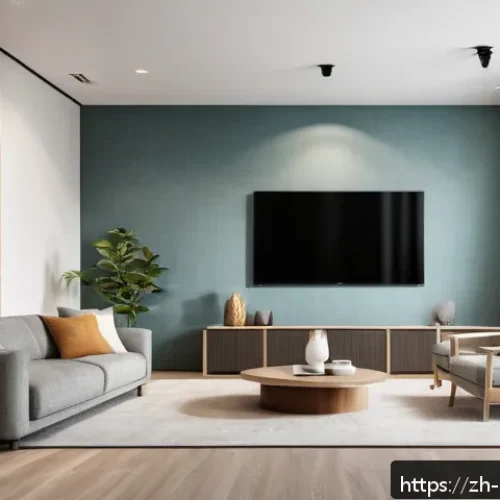 방음재 추천 및 가격 - A modern home interior showcasing polyester fiber acoustic panels installed neatly on walls and ceil...