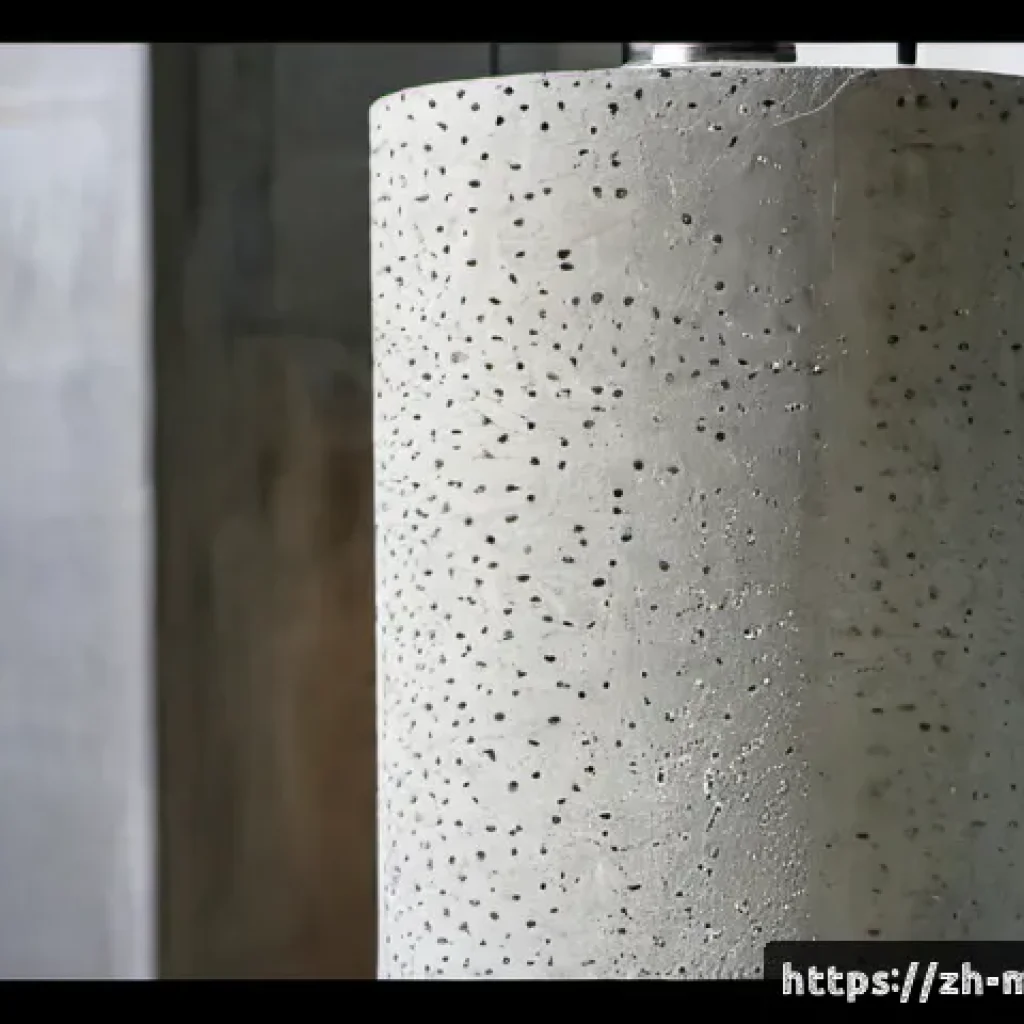 고강도 콘크리트 특징 - Photorealistic close-up of a high-strength concrete cylinder undergoing a compression test in a mode...