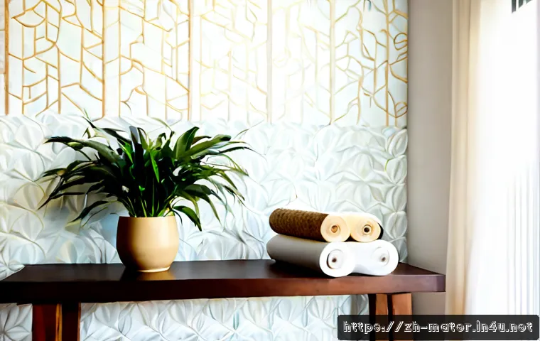 친환경 벽지 브랜드 추천 - Photorealistic eco-friendly wallpaper comparison display in a bright modern home showroom, neatly ar...